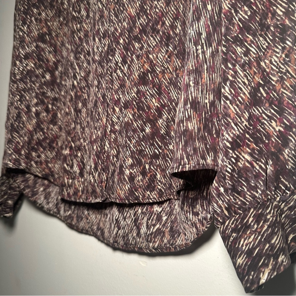 Theory Silk Sheer Button Up Abstract Print Blouse Size S | Minimalist Workwear - Picture 7 of 10